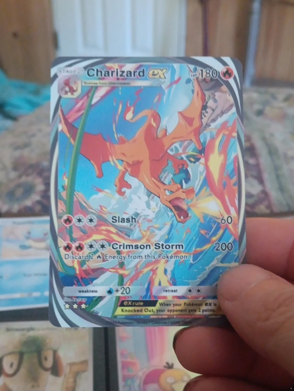 Charizard EX Pokémon Holographic Trading Card - Orange & Blue